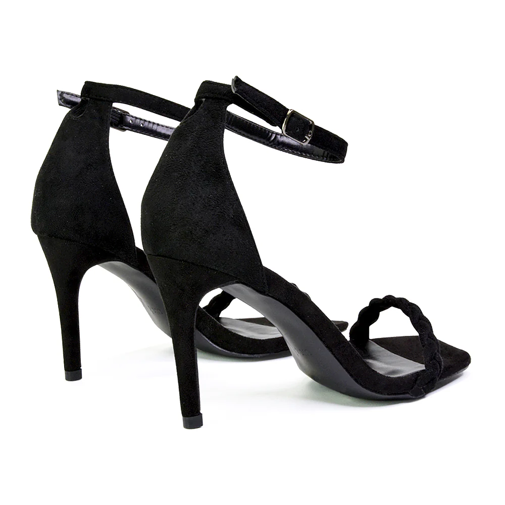 Brookes Woven Strappy Square Toe Stiletto High Heel Sandals in Orange - Image 132