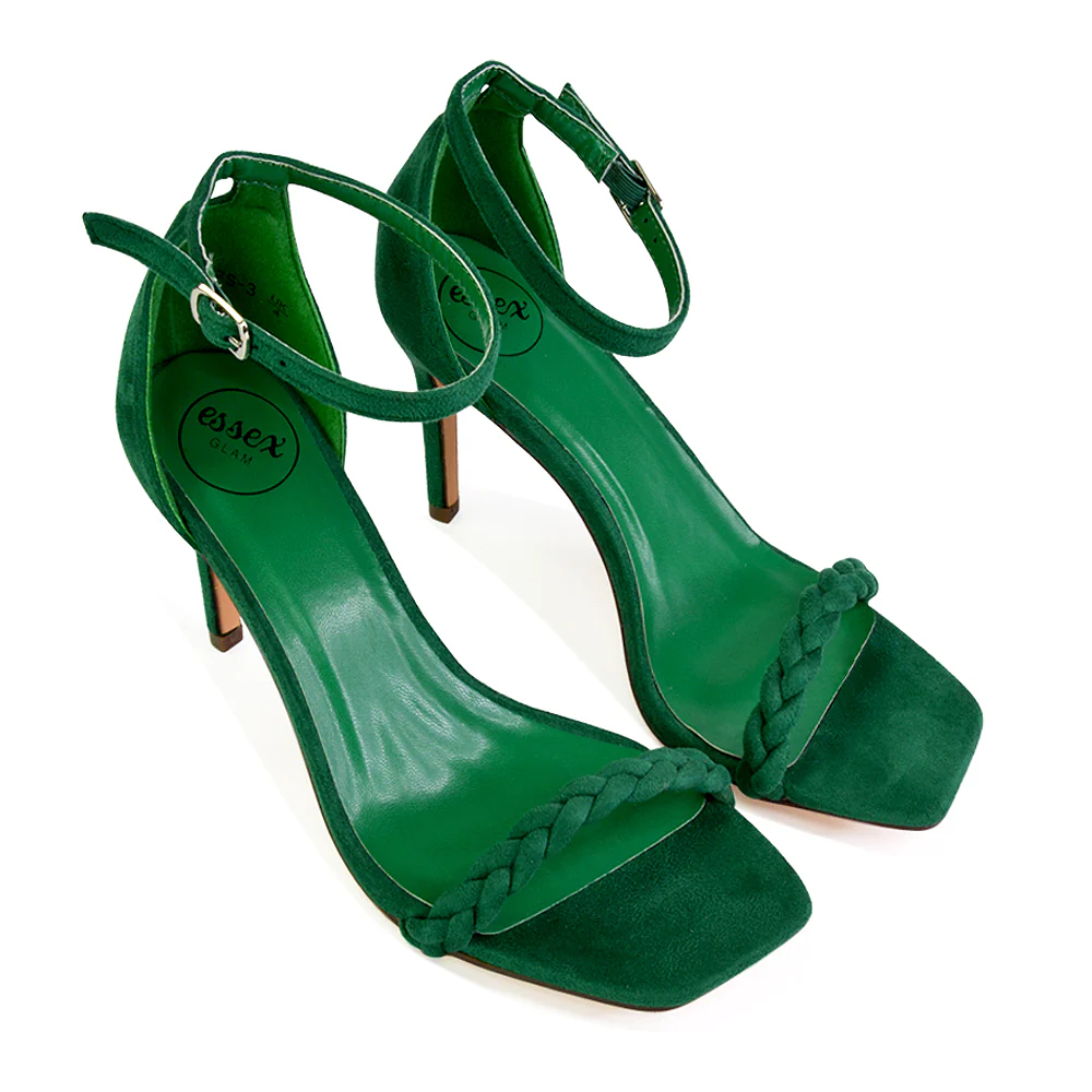 Brookes Woven Strappy Square Toe Stiletto High Heel Sandals in Orange - Image 51