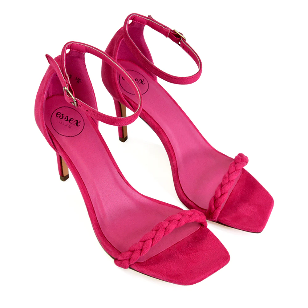 Brookes Woven Strappy Square Toe Stiletto High Heel Sandals in Orange - Image 96
