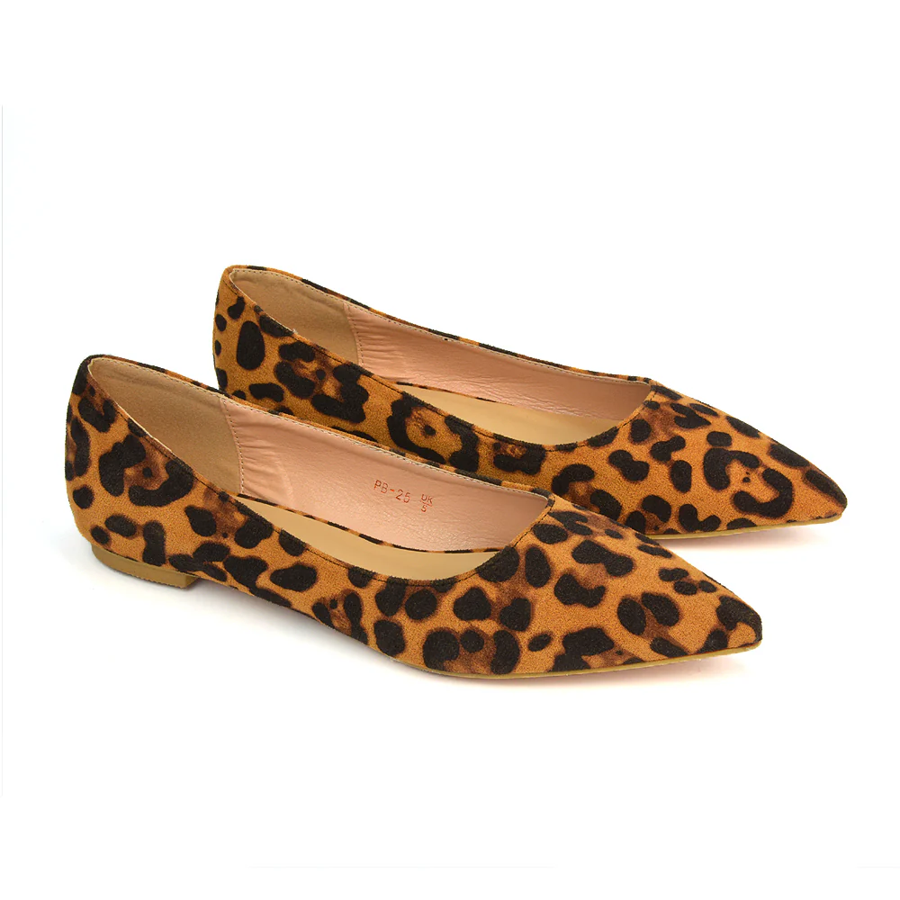 Bubbles Bridal Flats Pointed Toe Wedding Slip on Flat Ballerina Pump Shoes in Leopard Pattern - Image 2
