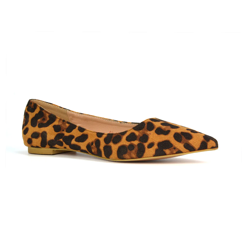 Bubbles Bridal Flats Pointed Toe Wedding Slip on Flat Ballerina Pump Shoes in Leopard Pattern - Image 3