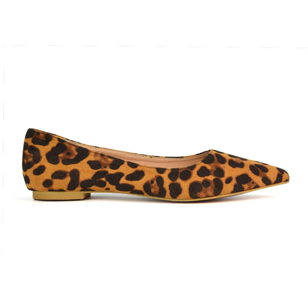 Bubbles Bridal Flats Pointed Toe Wedding Slip on Flat Ballerina Pump Shoes in Leopard Pattern - Image 4