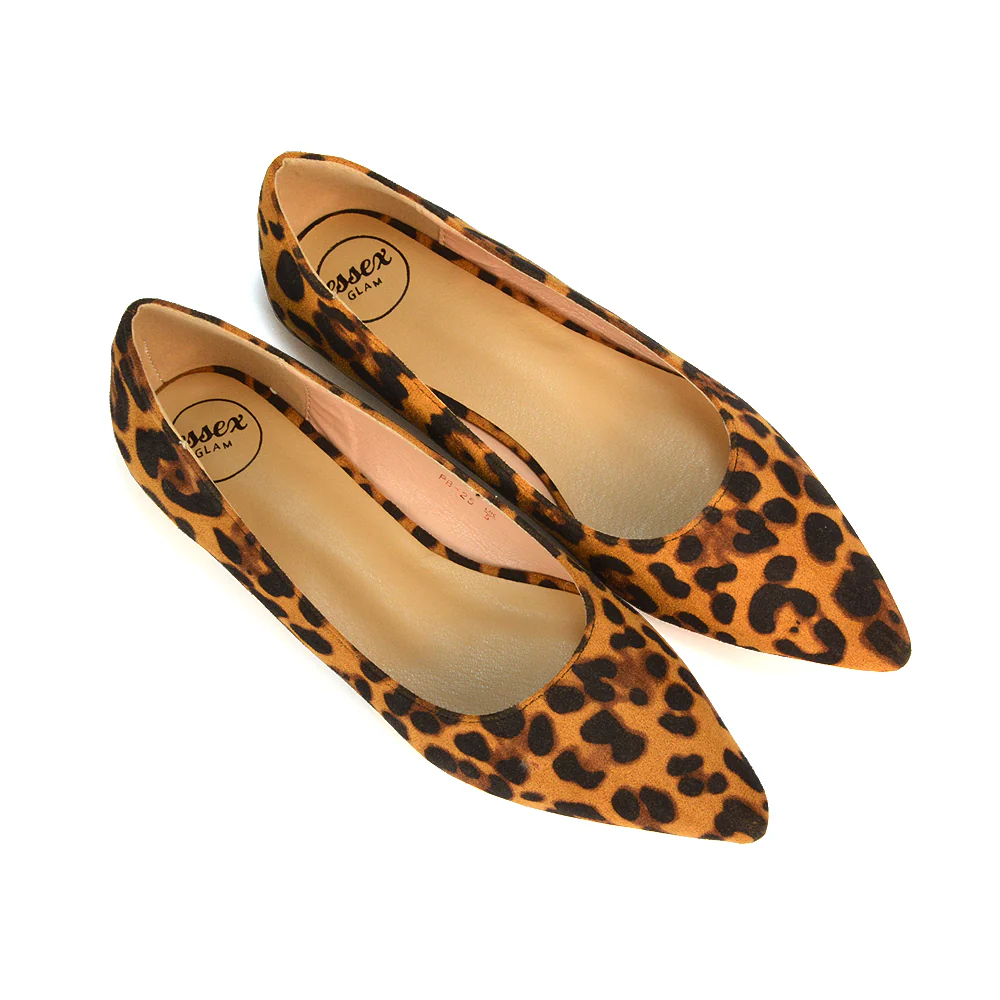 Bubbles Bridal Flats Pointed Toe Wedding Slip on Flat Ballerina Pump Shoes in Leopard Pattern - Image 5