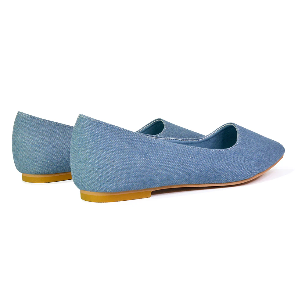 Bubbles Bridal Flats Pointed Toe Wedding Slip on Flat Ballerina Pump Shoes in Denim - Image 23
