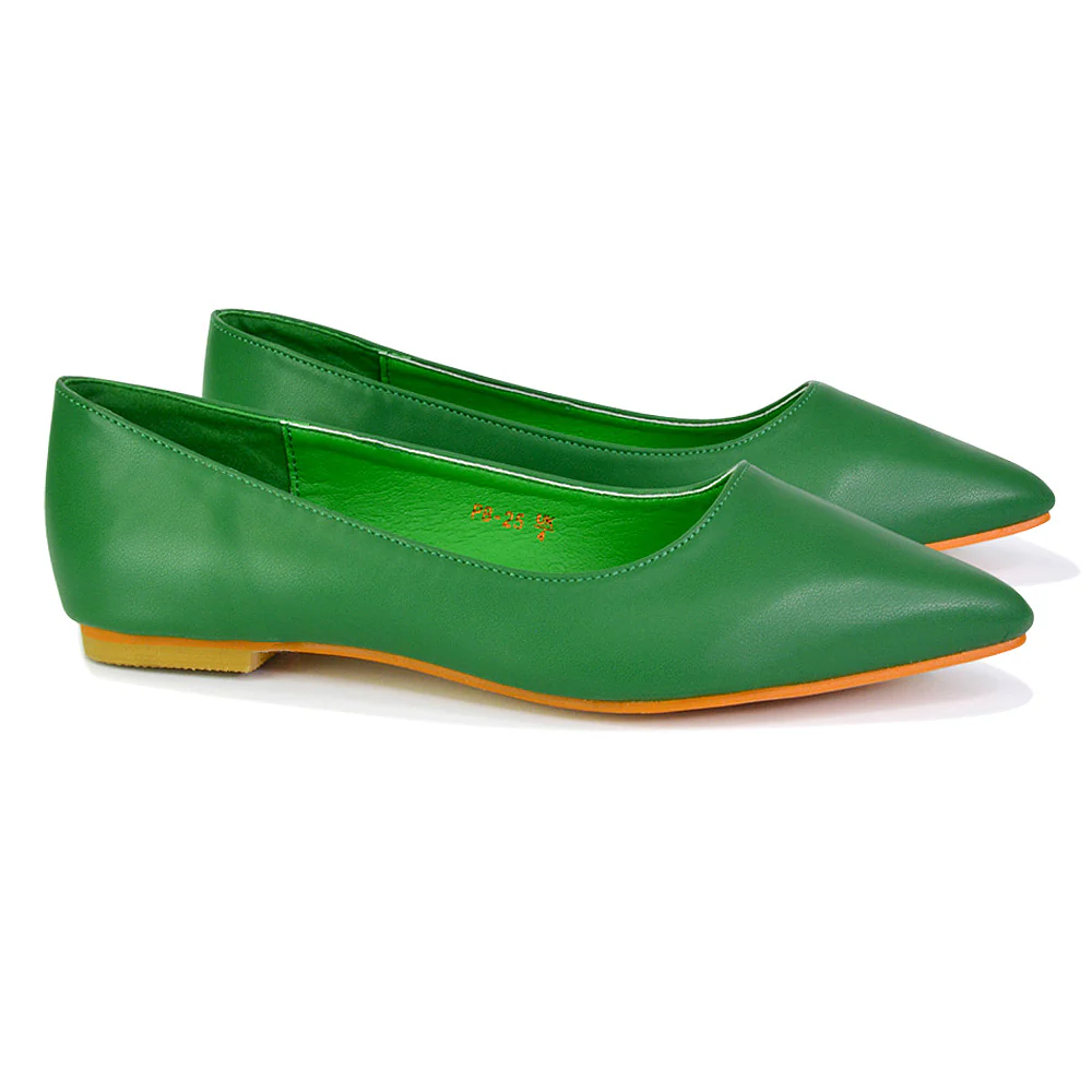 Bubbles Bridal Flats Pointed Toe Wedding Slip on Flat Ballerina Pump Shoes in Green - Image 19
