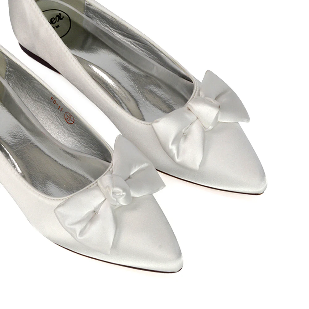 Cally Bow Detail Pointed Toe Ballerina Bridal Flats Pump Shoes in Red - Image 47