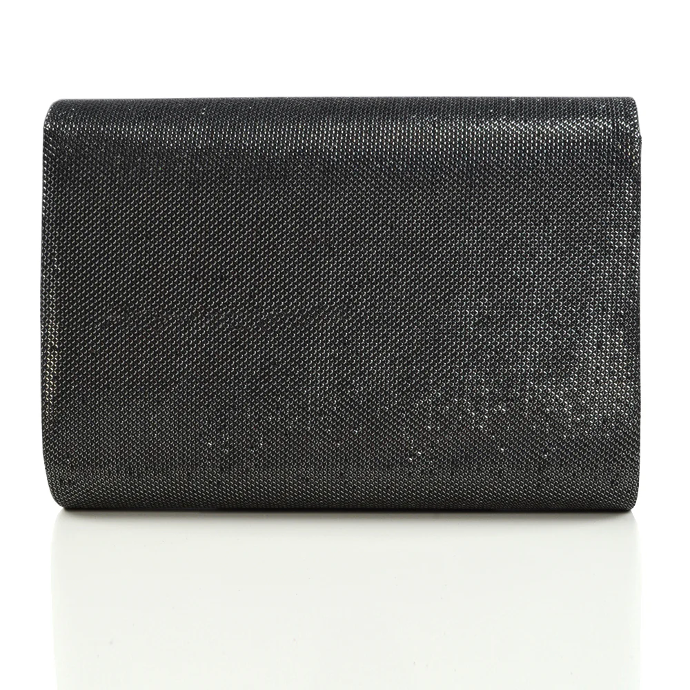 CARA CHROME TRIM CHAIN SHOULDER STRAP CLUTCH ENVELOPE BAG IN BLACK GLITTER - Image 4