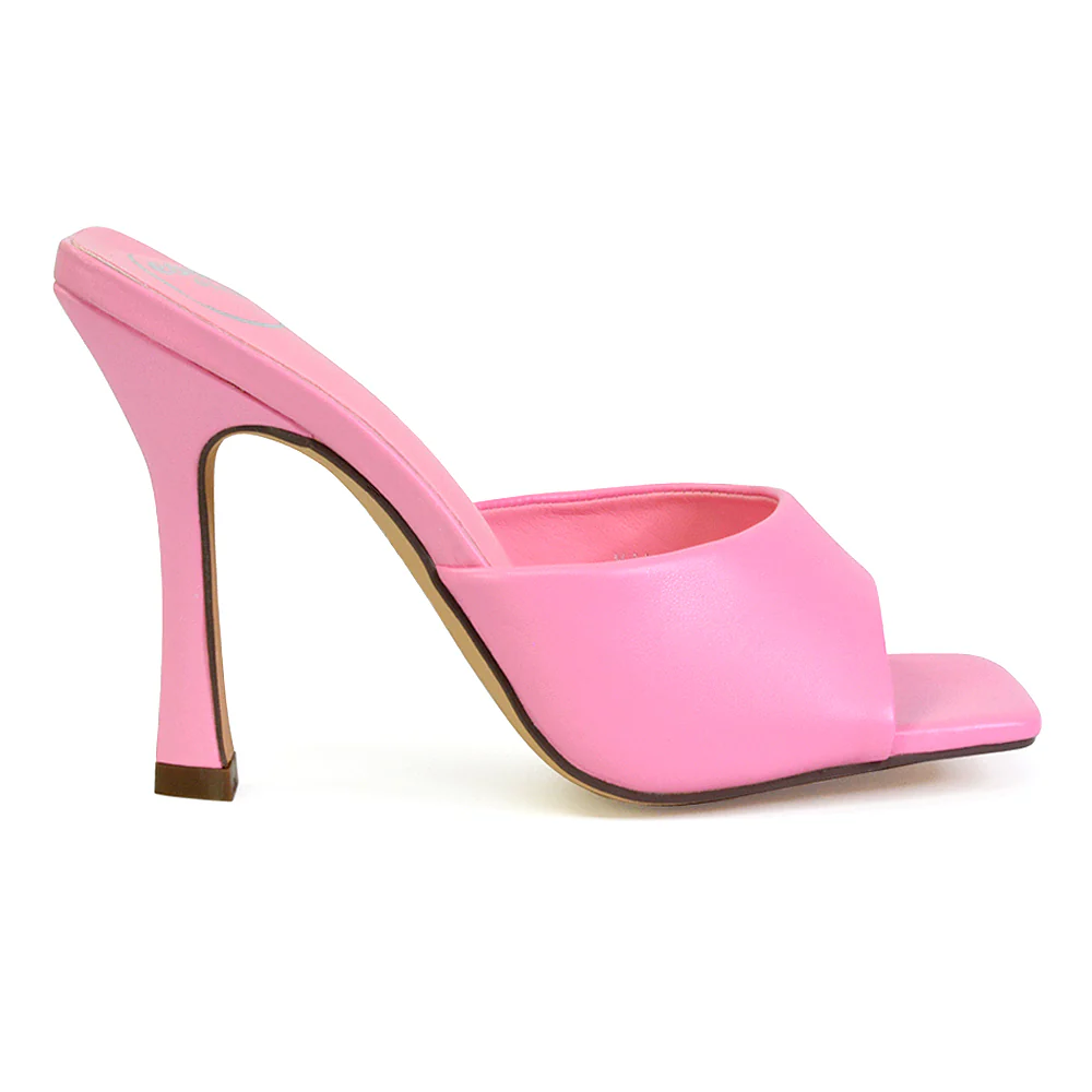 Carla Strappy Square Toe Stiletto High Heels Mule Sandals in Black - Image 123