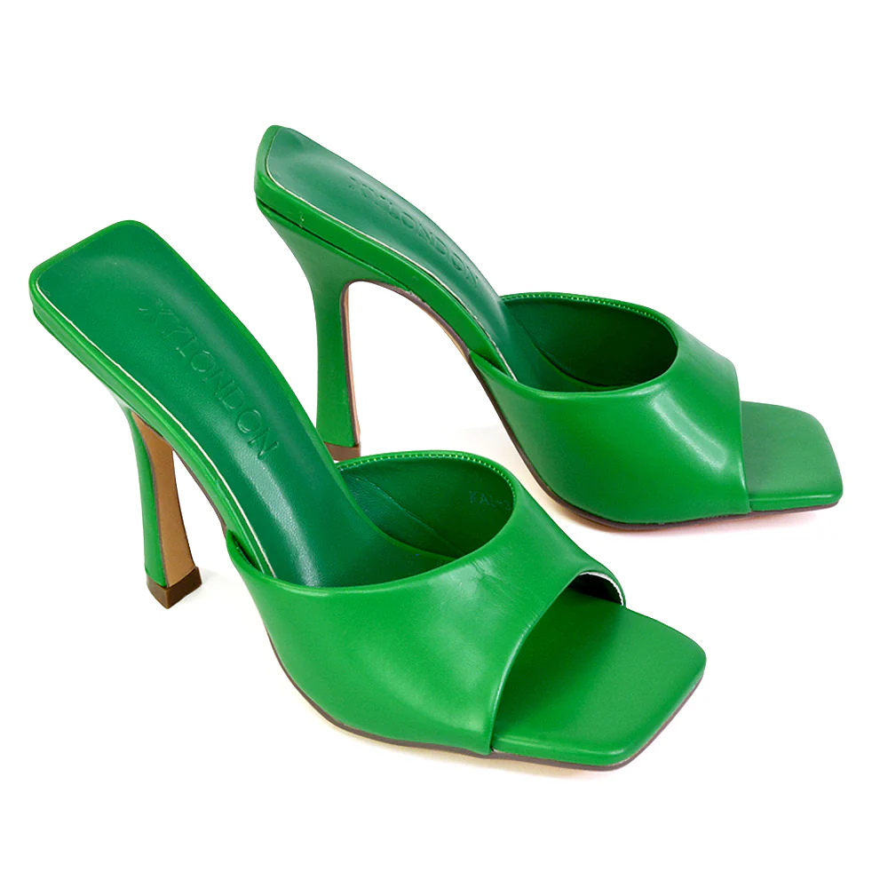 Carla Strappy Square Toe Stiletto High Heels Mule Sandals in Black - Image 9