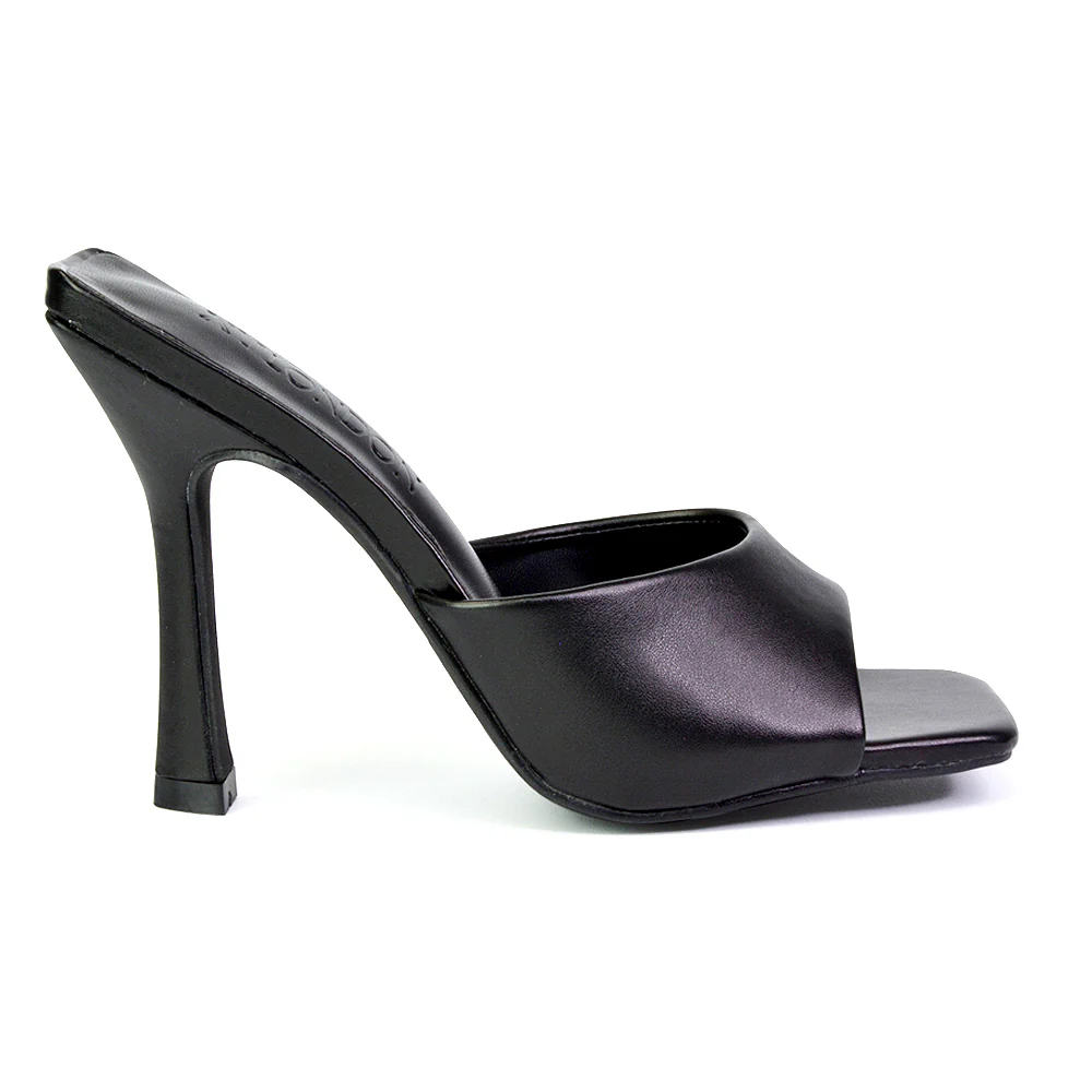 Carla Strappy Square Toe Stiletto High Heels Mule Sandals in Pink - Image 183