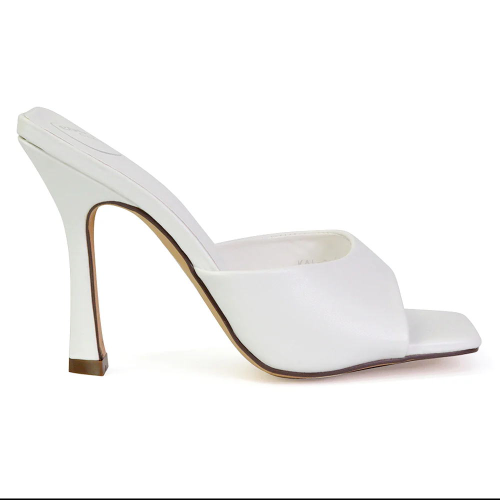 Carla Strappy Square Toe Stiletto High Heels Mule Sandals in Pink - Image 43