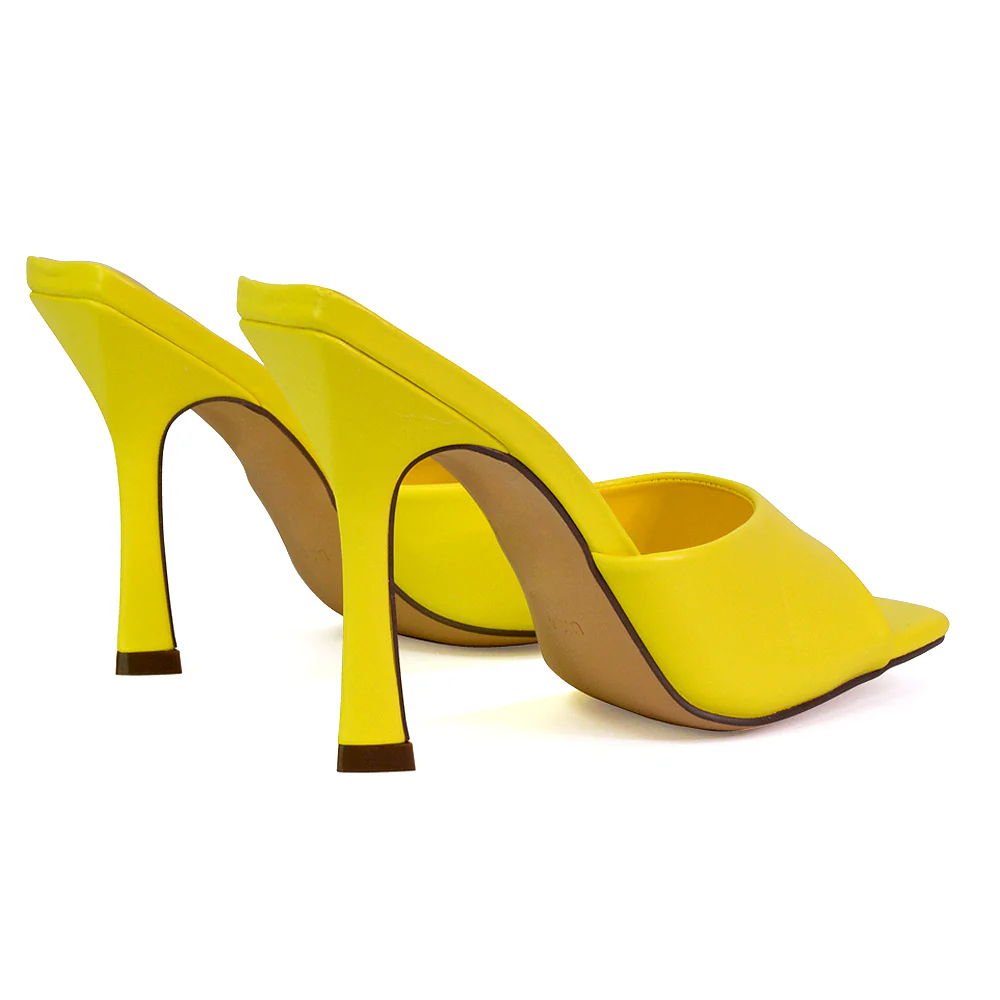 Carla Strappy Square Toe Stiletto High Heels Mule Sandals in White - Image 132