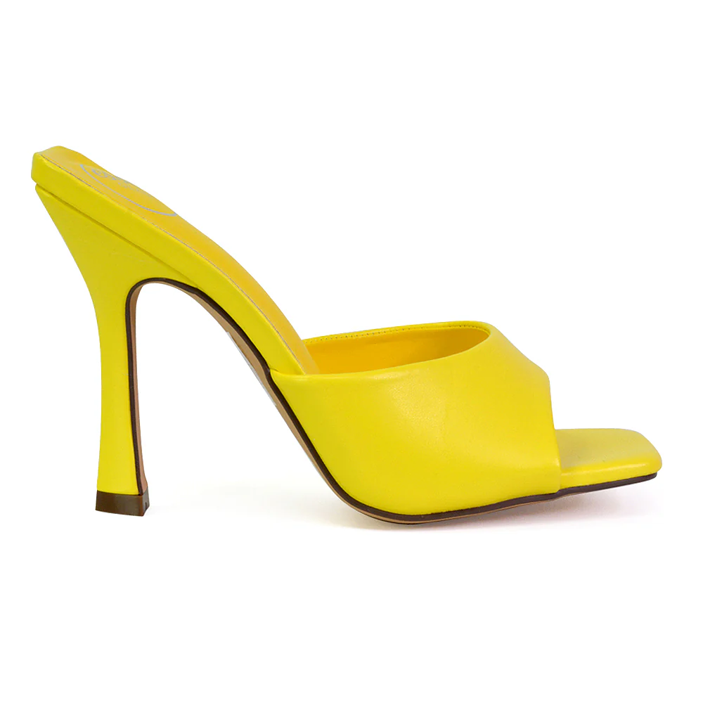 Carla Strappy Square Toe Stiletto High Heels Mule Sandals in White - Image 148