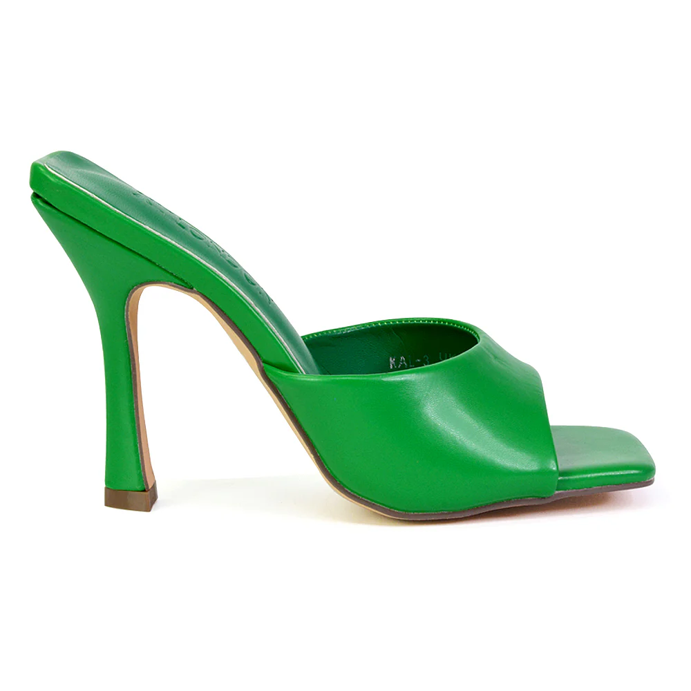 Carla Strappy Square Toe Stiletto High Heels Mule Sandals in Yellow - Image 28