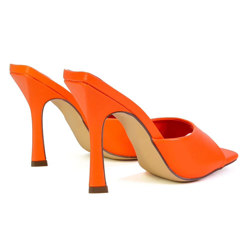 Carla Strappy Square Toe Stiletto High Heels Mule Sandals in Yellow - Image 67