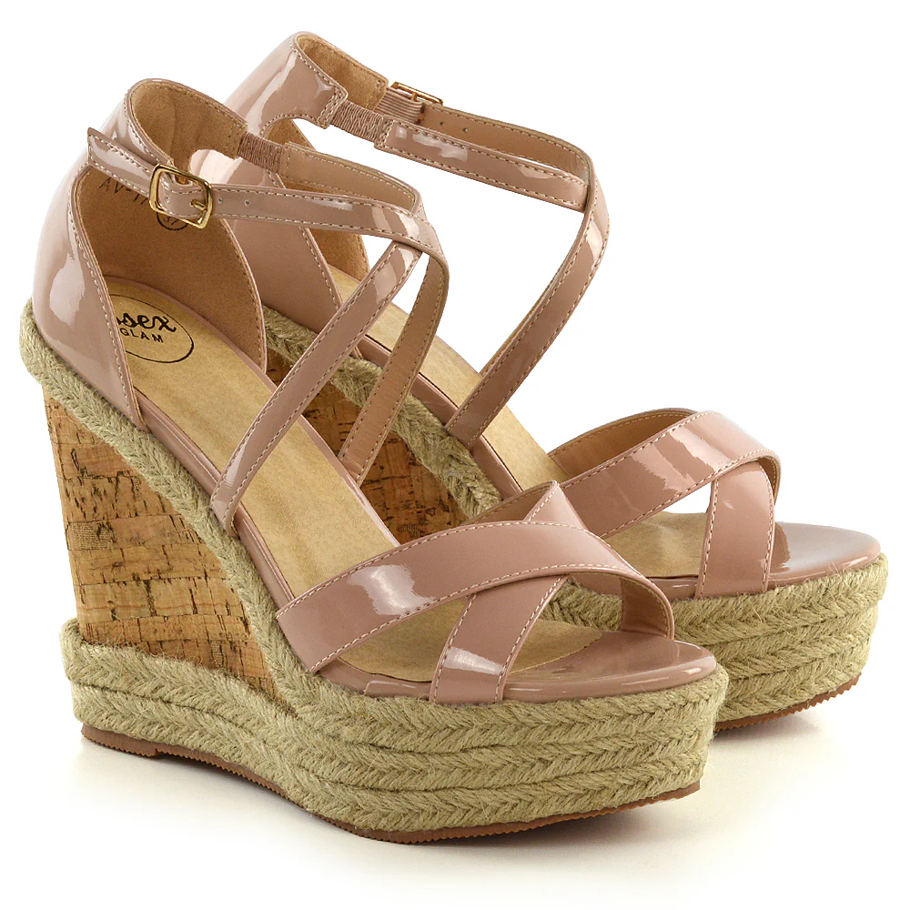 CHANCE WOVEN DETAIL STRAPPY WEDGE HEEL PLATFORM SANDALS IN SILVER METALLIC - Image 55