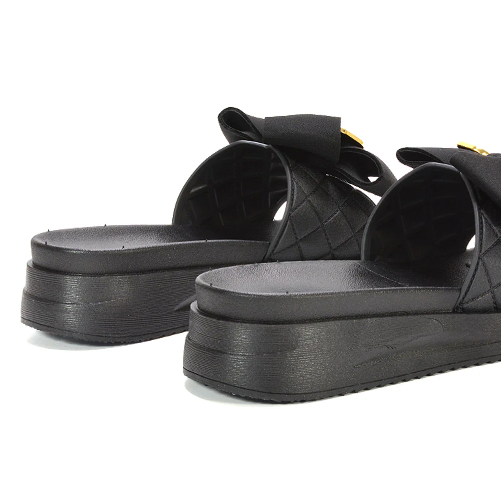 Charli Slip On Flatform Slides Summer Sandals For Holiday in Black - Image 6