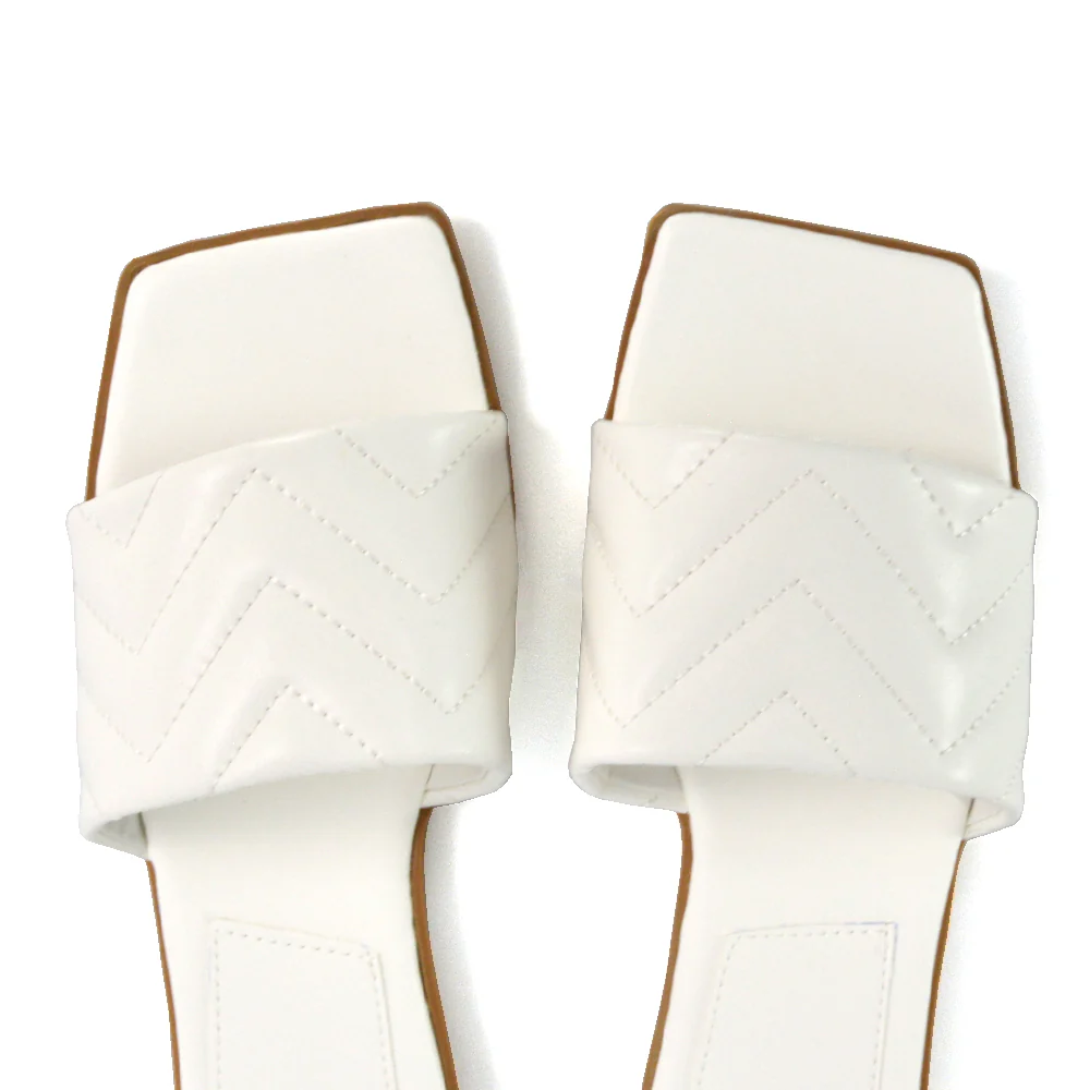 CHERRY QUILTED STRAPPY SQUARE TOE SLIDER SLIP ON SANDALS IN BLACK SYNTHETIC LEATHER - Image 63