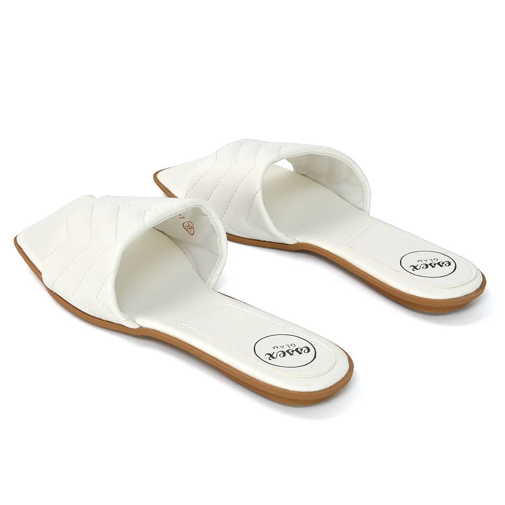 CHERRY QUILTED STRAPPY SQUARE TOE SLIDER SLIP ON SANDALS IN NUDE SYNTHETIC LEATHER - Image 53