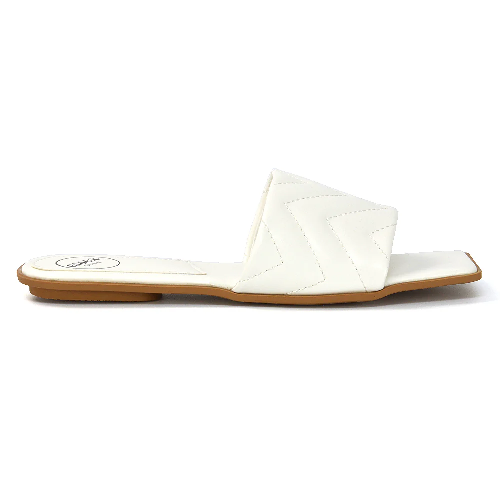 CHERRY QUILTED STRAPPY SQUARE TOE SLIDER SLIP ON SANDALS IN NUDE SYNTHETIC LEATHER - Image 75
