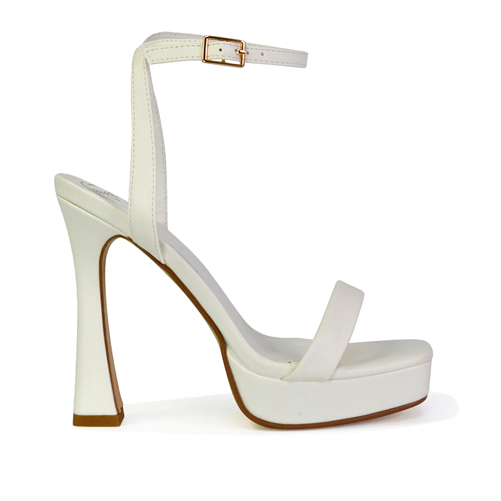 Coconut Strappy Block High Heel Strappy Platform Sandals in Silver - Image 58