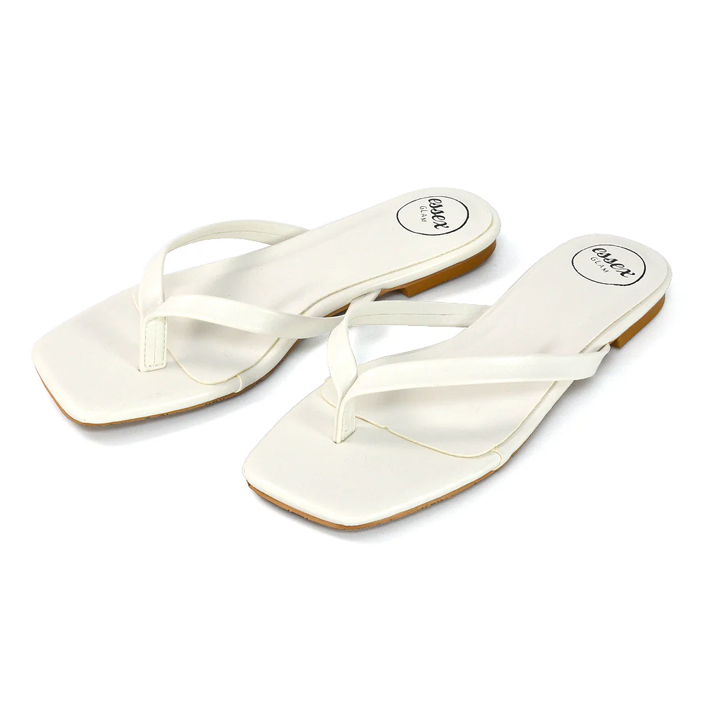Cody Flat Slip On Square Toe Thong Flip Flop Summer Sandal Slides In Black Synthetic Leather - Image 50