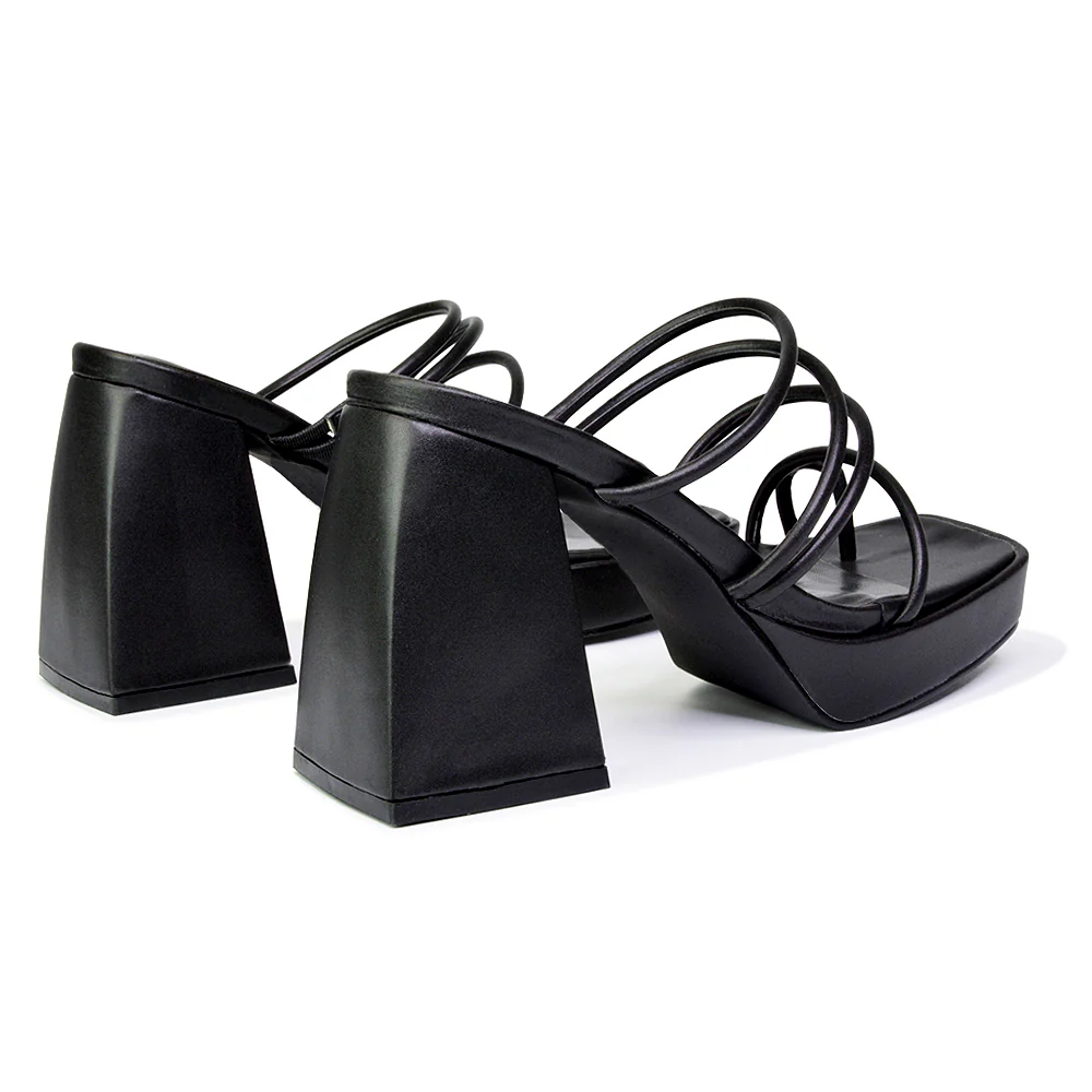 Colt Platform Strappy Square Toe Block High Heeled Mules Sandals in Fuchsia - Image 52