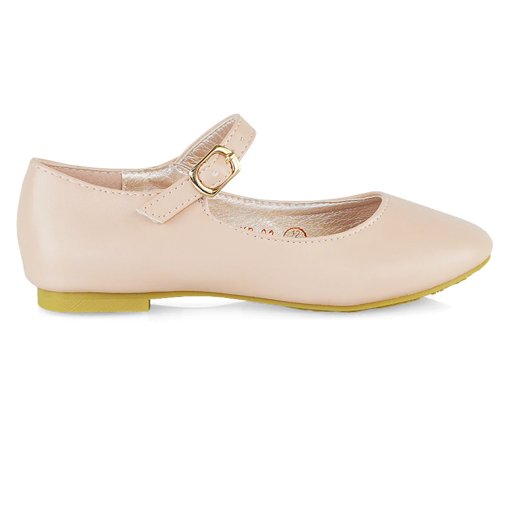 Connie Kids Strappy Buckle Detail Flat Ballerina Bridal Pump Wedding Shoes In Pink - Image 19
