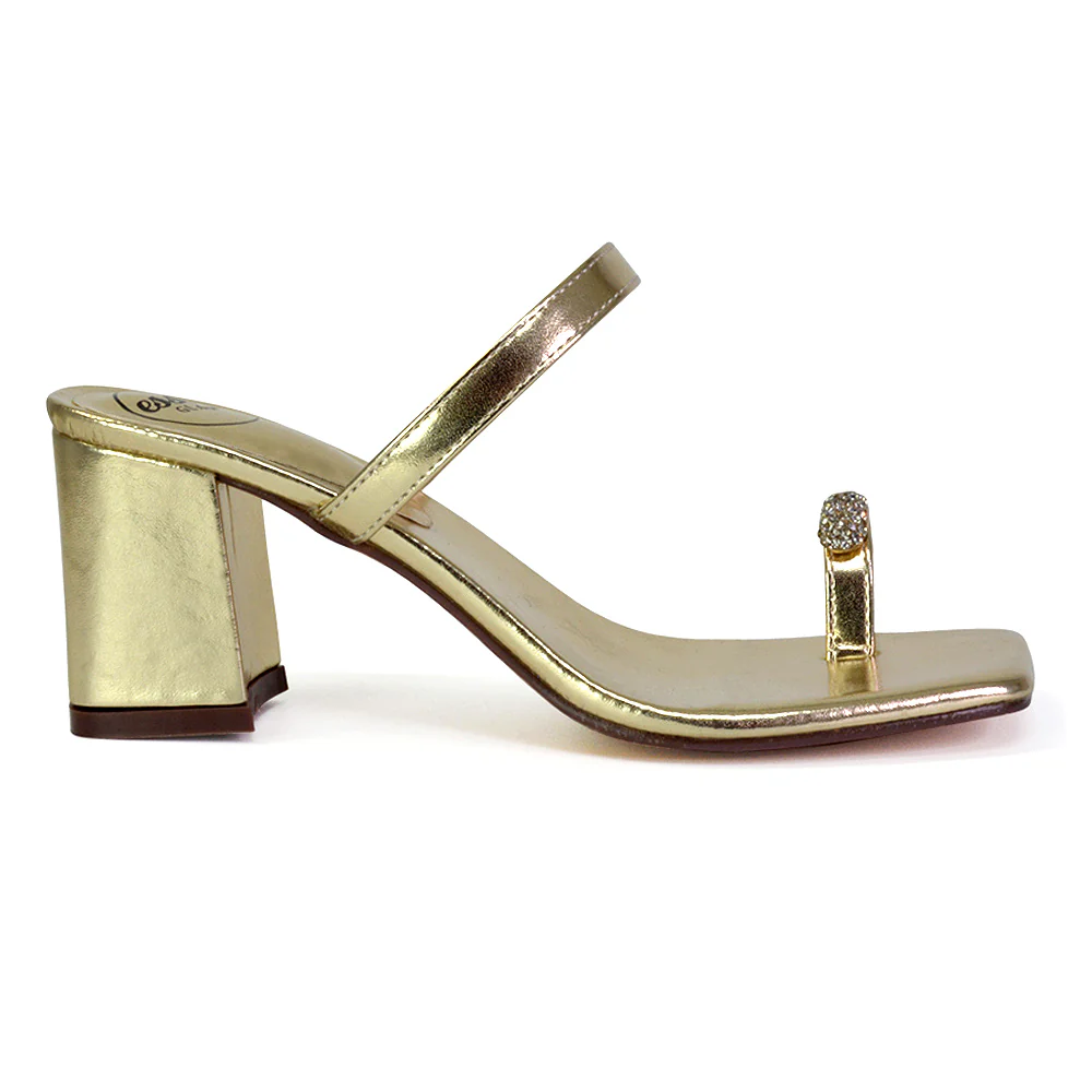 Daiquiri Double Strap Square Toe Ring Block Heel Sandals in Fuchsia - Image 118