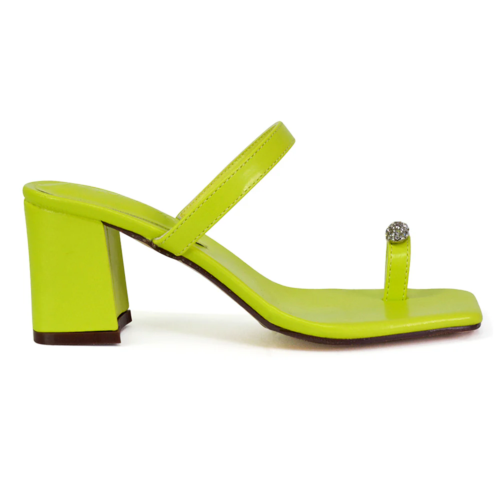 Daiquiri Double Strap Square Toe Ring Block Heel Sandals in Fuchsia - Image 23