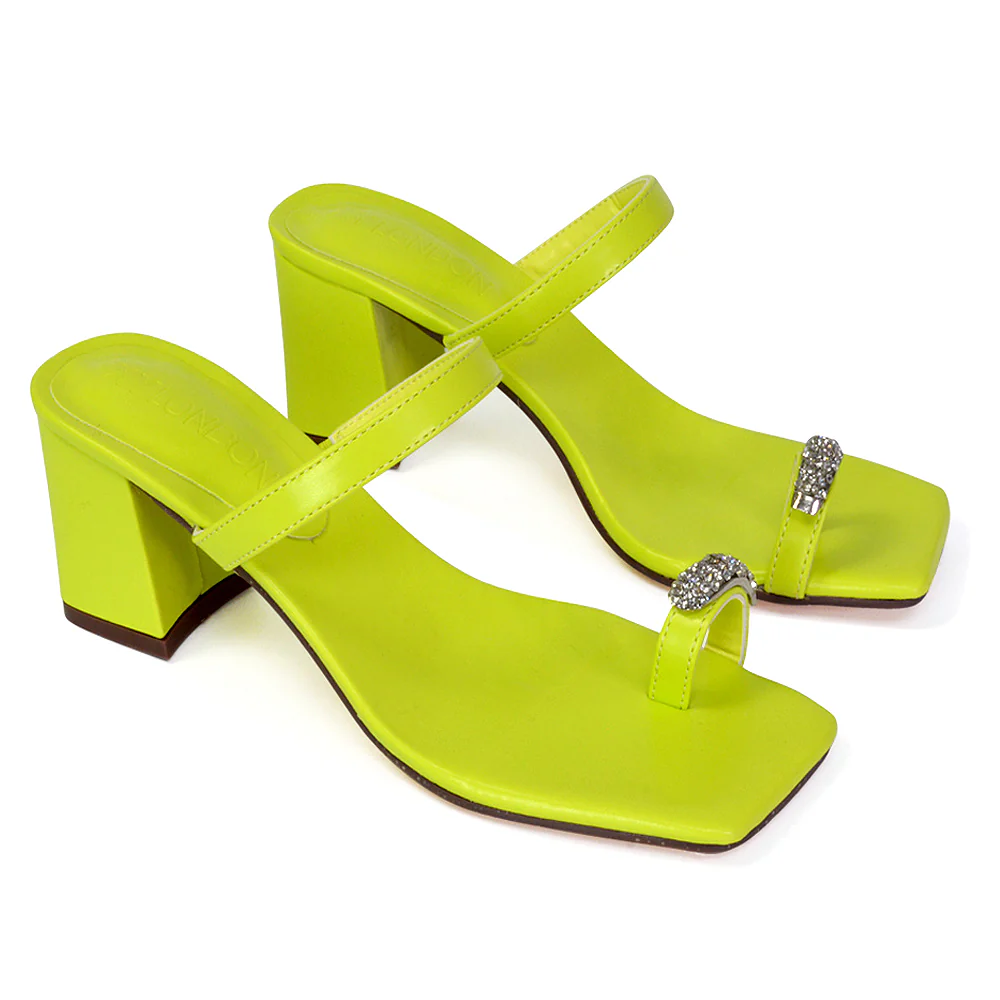 Daiquiri Double Strap Square Toe Ring Block Heel Sandals in Fuchsia - Image 24