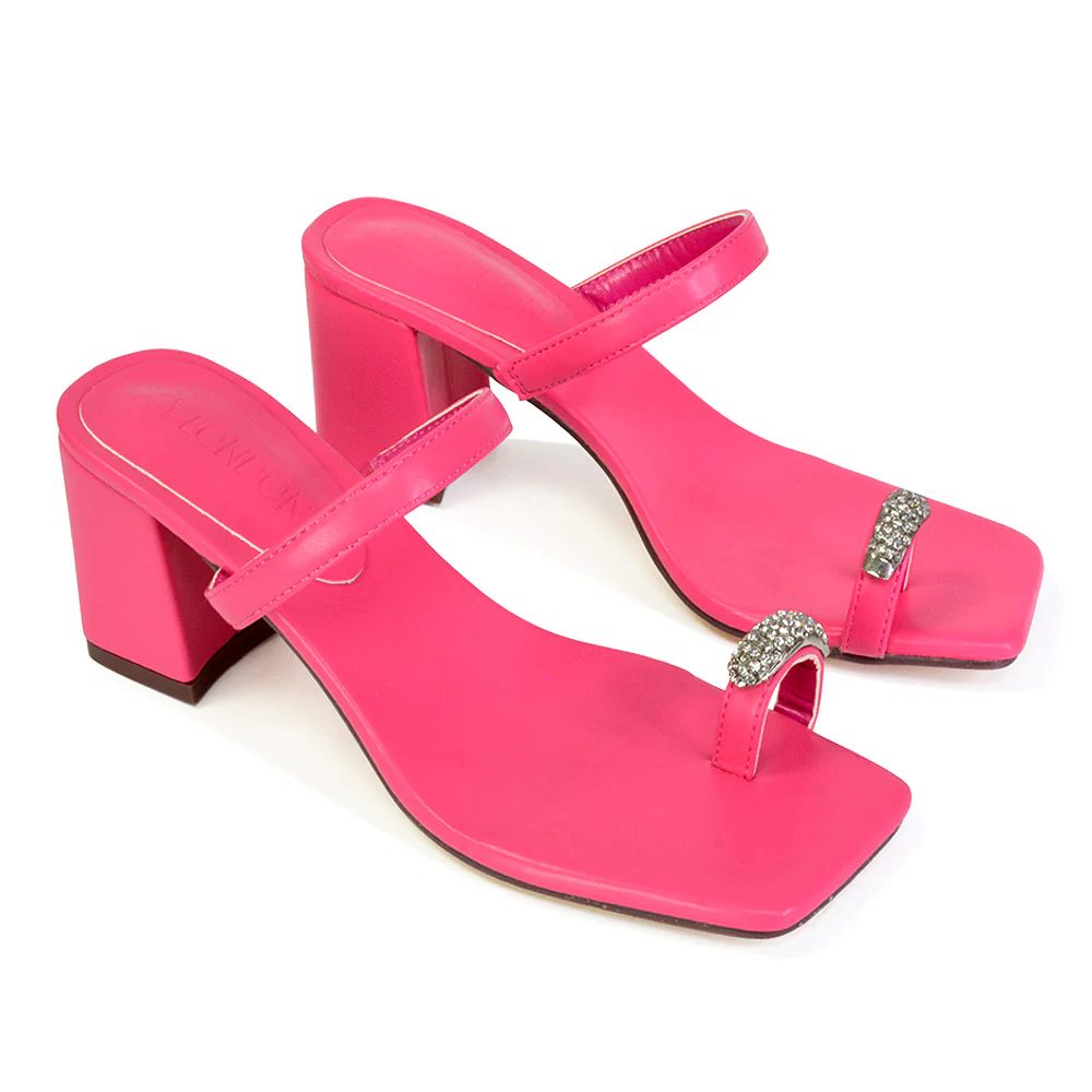 Daiquiri Double Strap Square Toe Ring Block Heel Sandals in Gold - Image 51