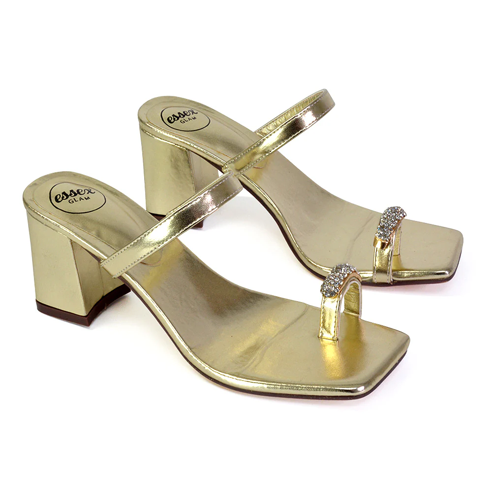 Daiquiri Double Strap Square Toe Ring Block Heel Sandals in Green - Image 111