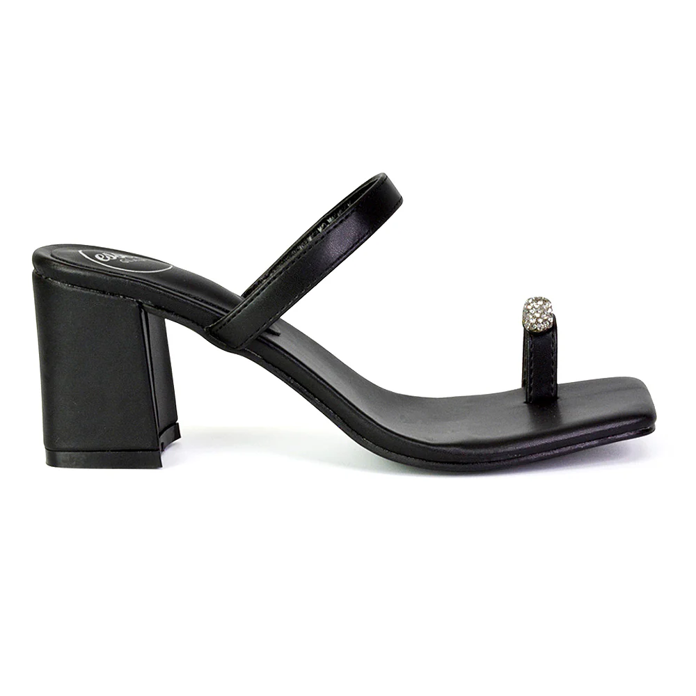 Daiquiri Double Strap Square Toe Ring Block Heel Sandals in Green - Image 133