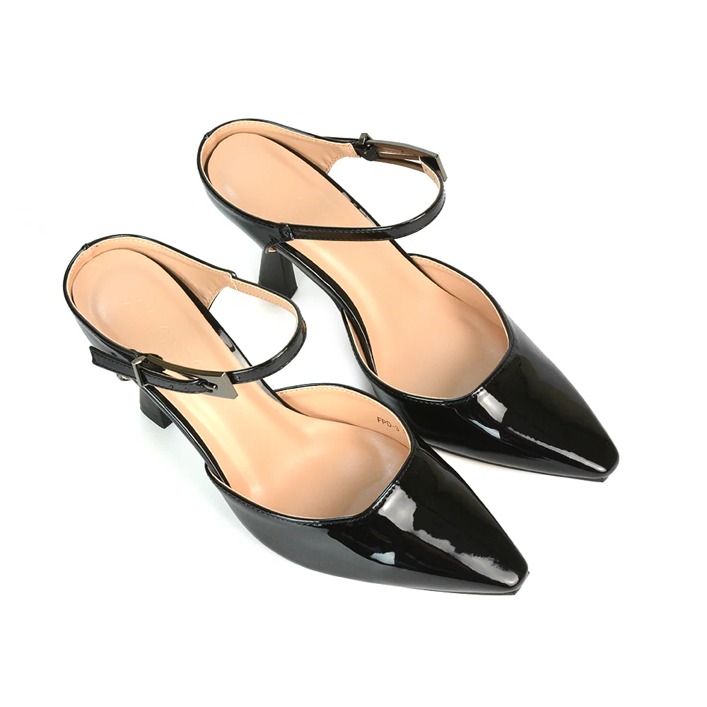 Daisy Stiletto High Heel Strappy Pointed Toe Slip On Shoes in Gold Metallic - Image 10