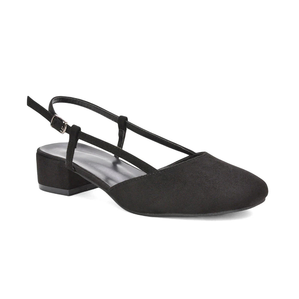 Daphne Slingback Strappy Low Block Heel Sandal Square Toe Court Shoes in Silver Glitter - Image 14