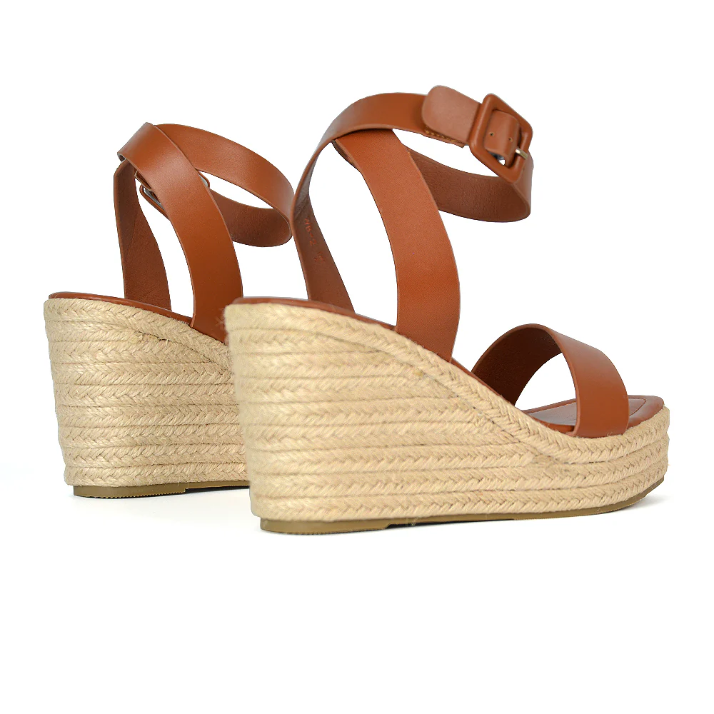 Dayla Platform Espadrille Sandal Wedge Heel With a Square Toe in Gold - Image 10