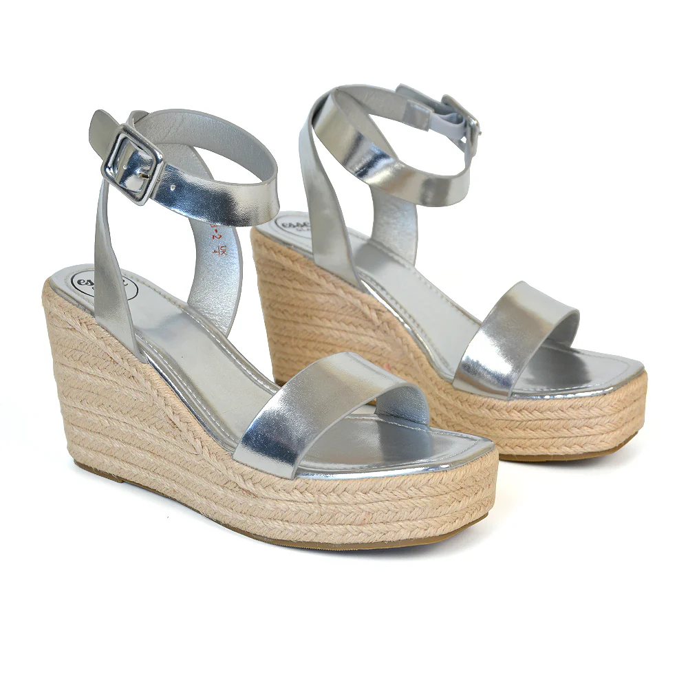 Dayla Platform Espadrille Sandal Wedge Heel With a Square Toe in Gold - Image 18