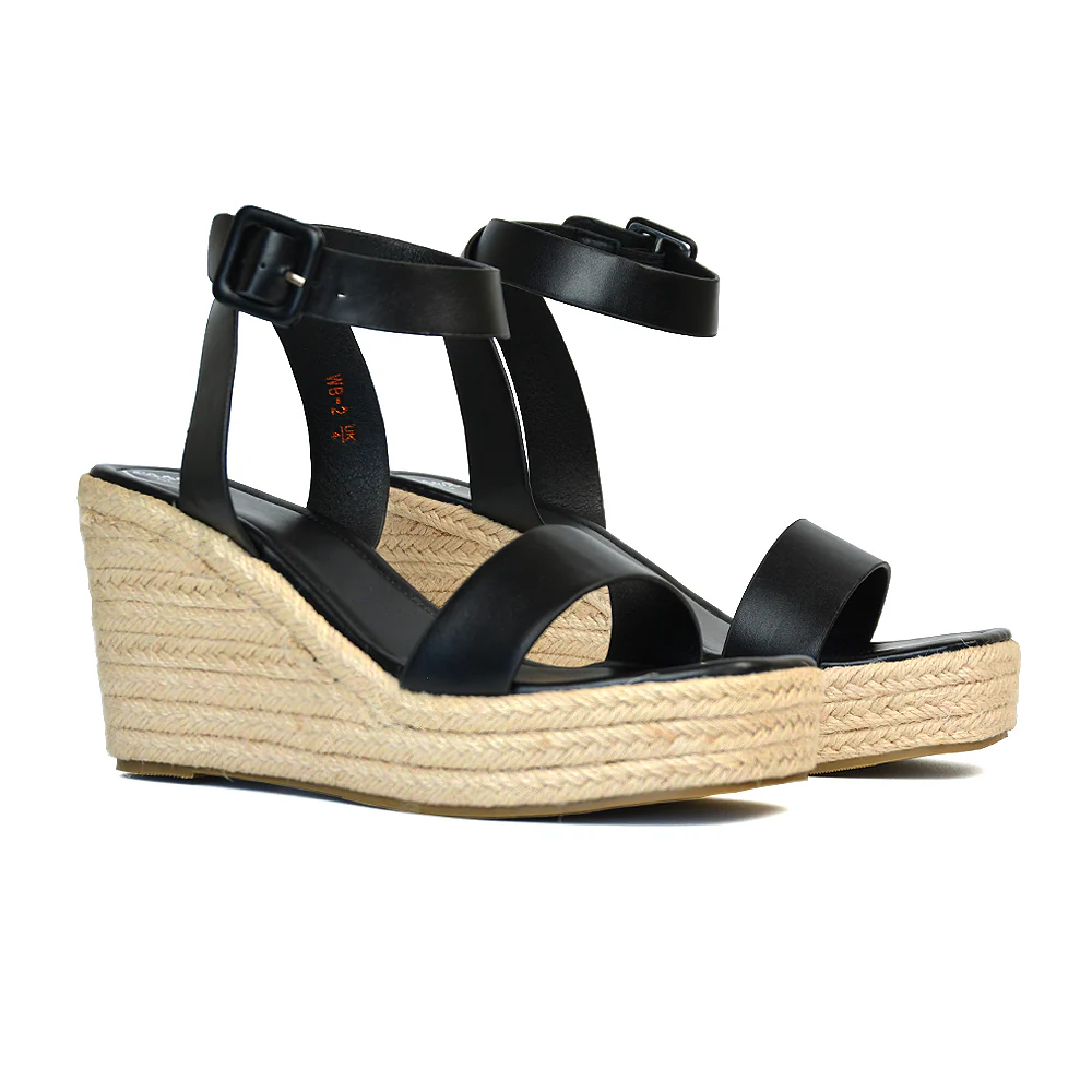 Dayla Platform Espadrille Sandal Wedge Heel With a Square Toe in Gold - Image 6