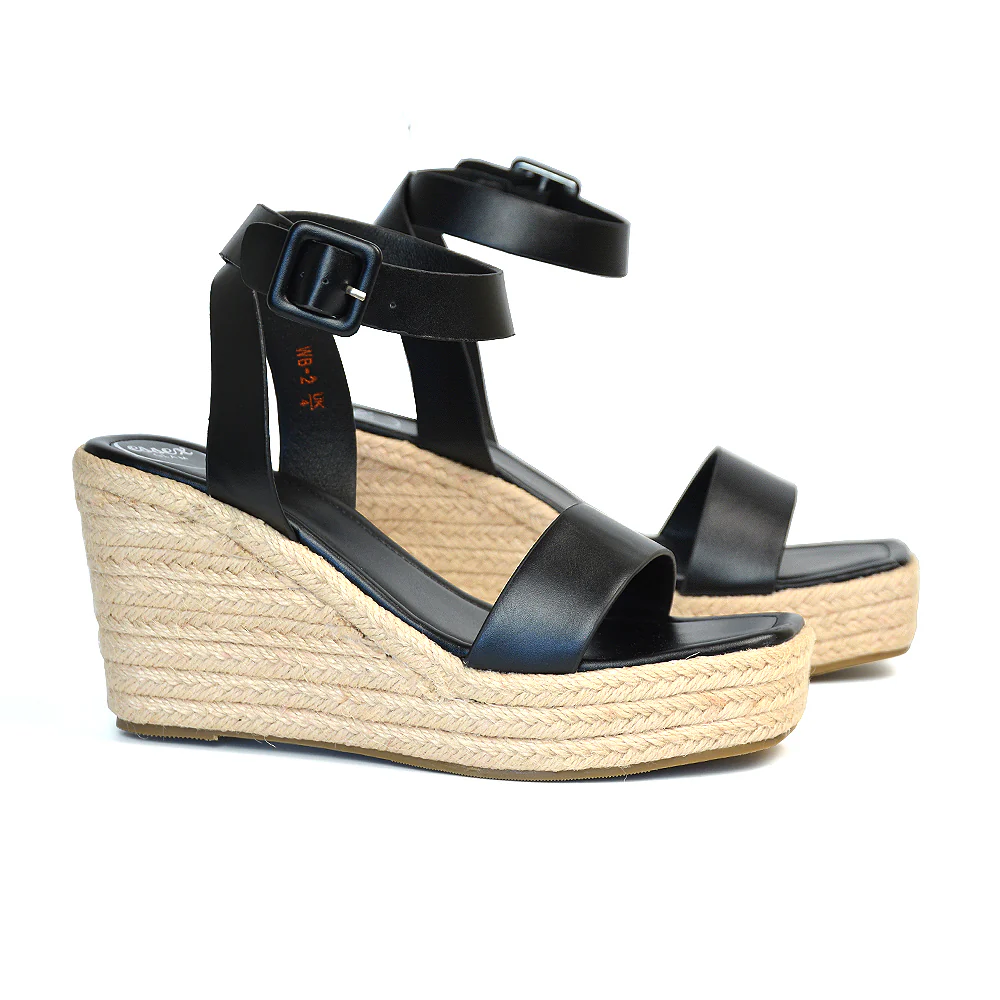 Dayla Platform Espadrille Sandal Wedge Heel With a Square Toe in Gold - Image 7