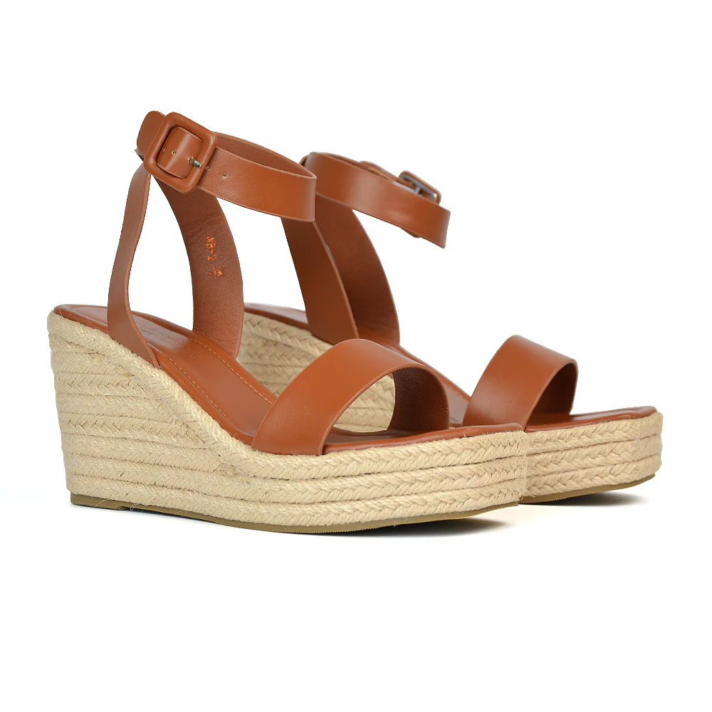 Dayla Platform Espadrille Sandal Wedge Heel With a Square Toe in Gold - Image 8