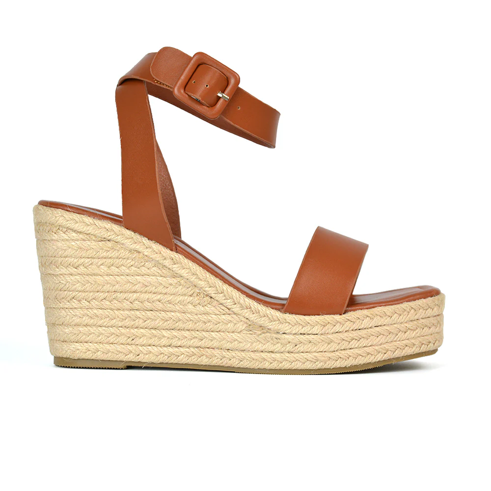 Dayla Platform Espadrille Sandal Wedge Heel With a Square Toe in Silver - Image 11