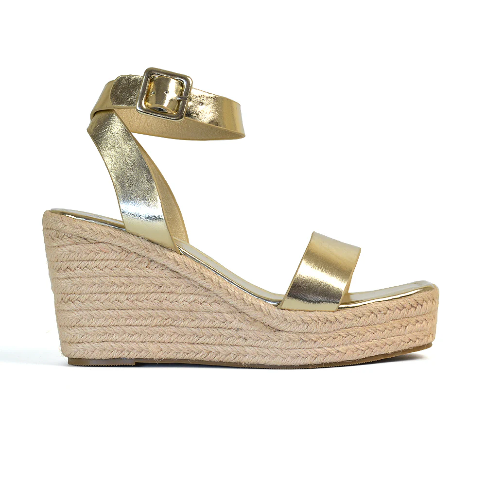Dayla Platform Espadrille Sandal Wedge Heel With a Square Toe in Tan - Image 16