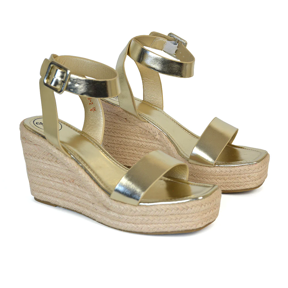 Dayla Platform Espadrille Sandal Wedge Heel With a Square Toe in Tan - Image 17