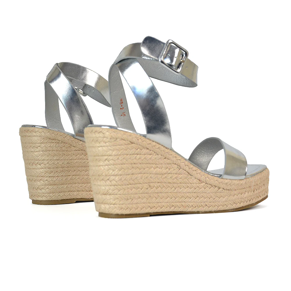 Dayla Platform Espadrille Sandal Wedge Heel With a Square Toe in Tan - Image 23