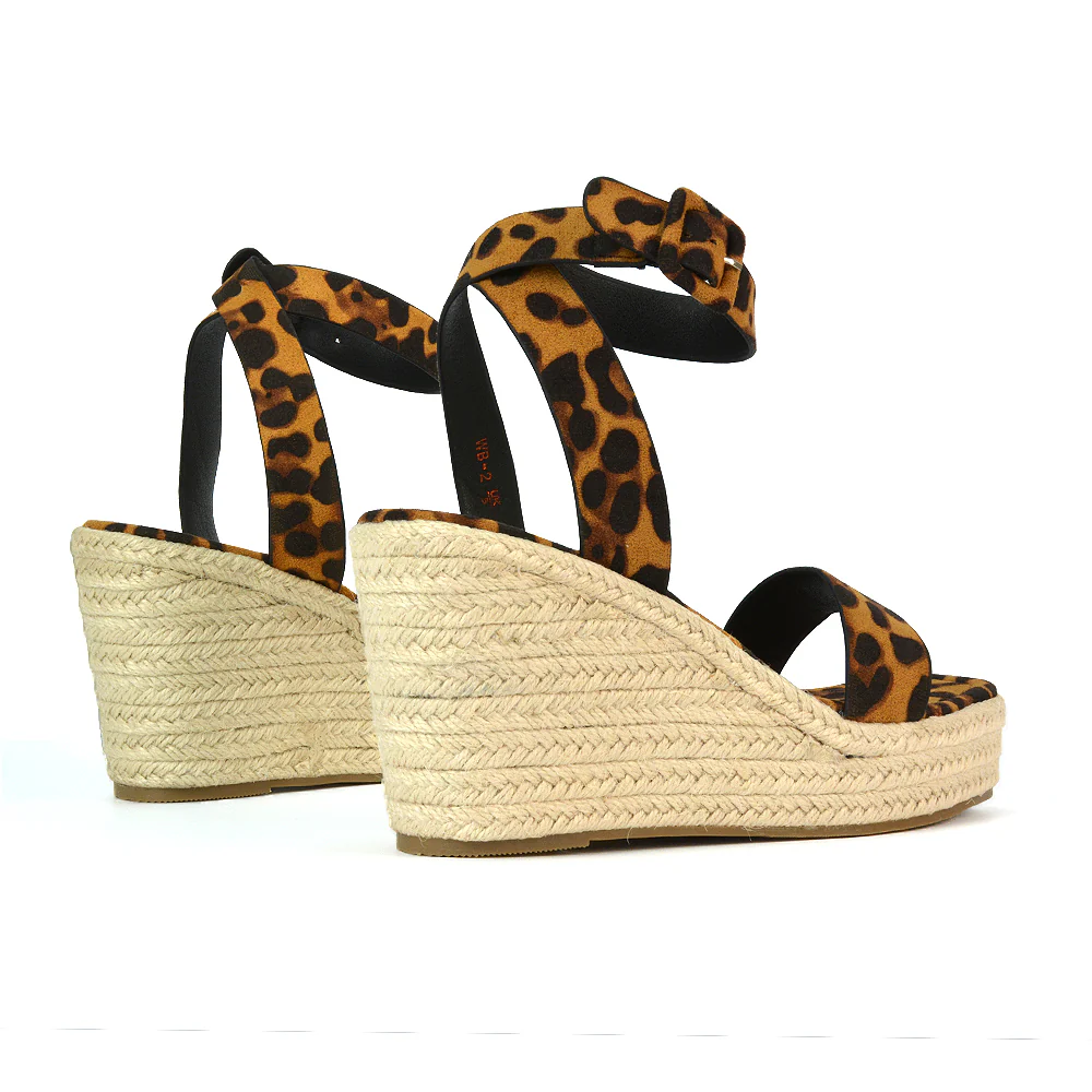 Dayla Platform Espadrille Sandal Wedge Heel With a Square Toe in Tan - Image 7