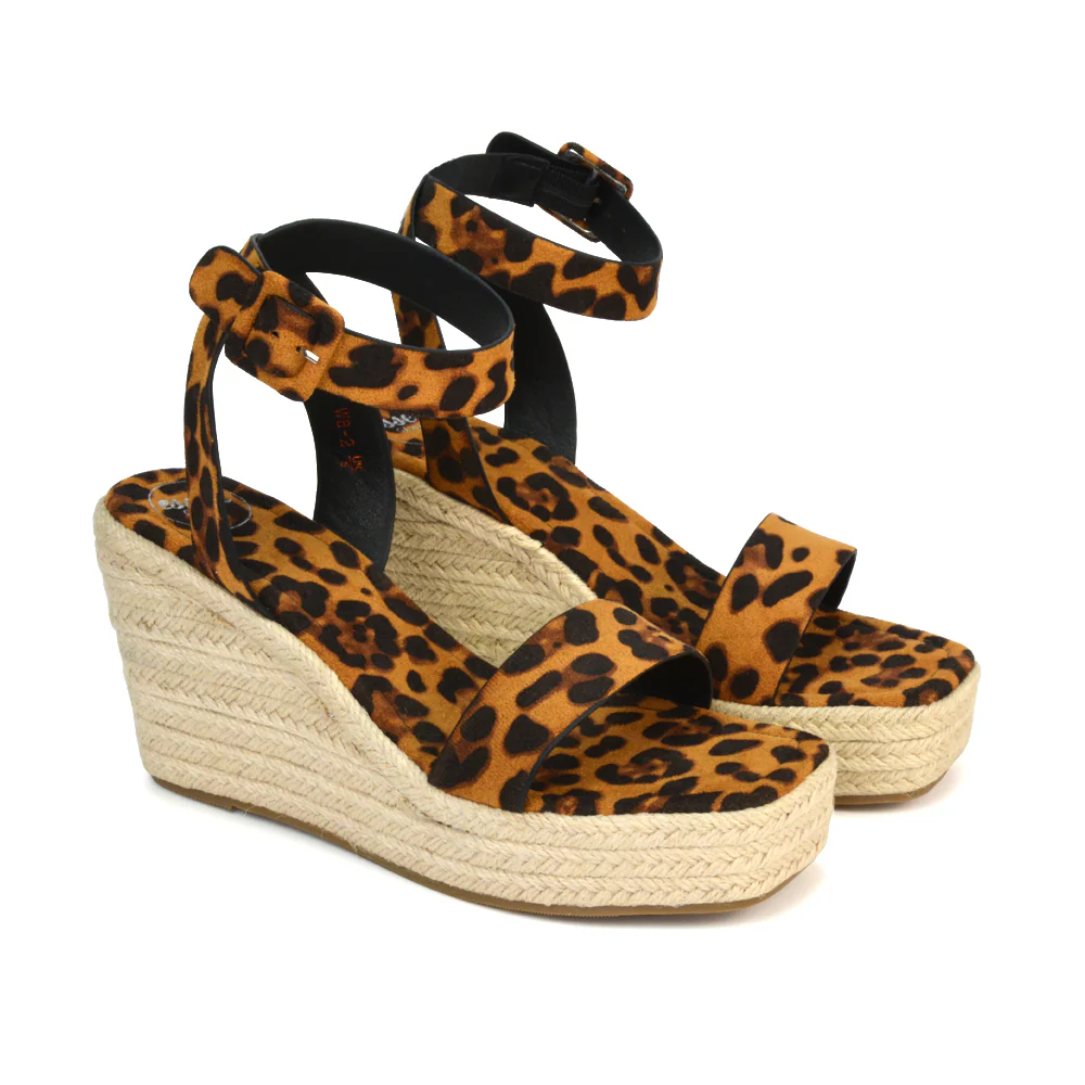 Dayla Platform Espadrille Sandal Wedge Heel With a Square Toe in Tan - Image 9