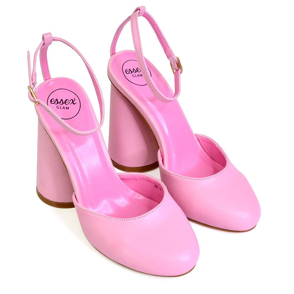 Ekin Ankle Strap Closed Toe Statement Cylinder Block Heel In Black - Image 101