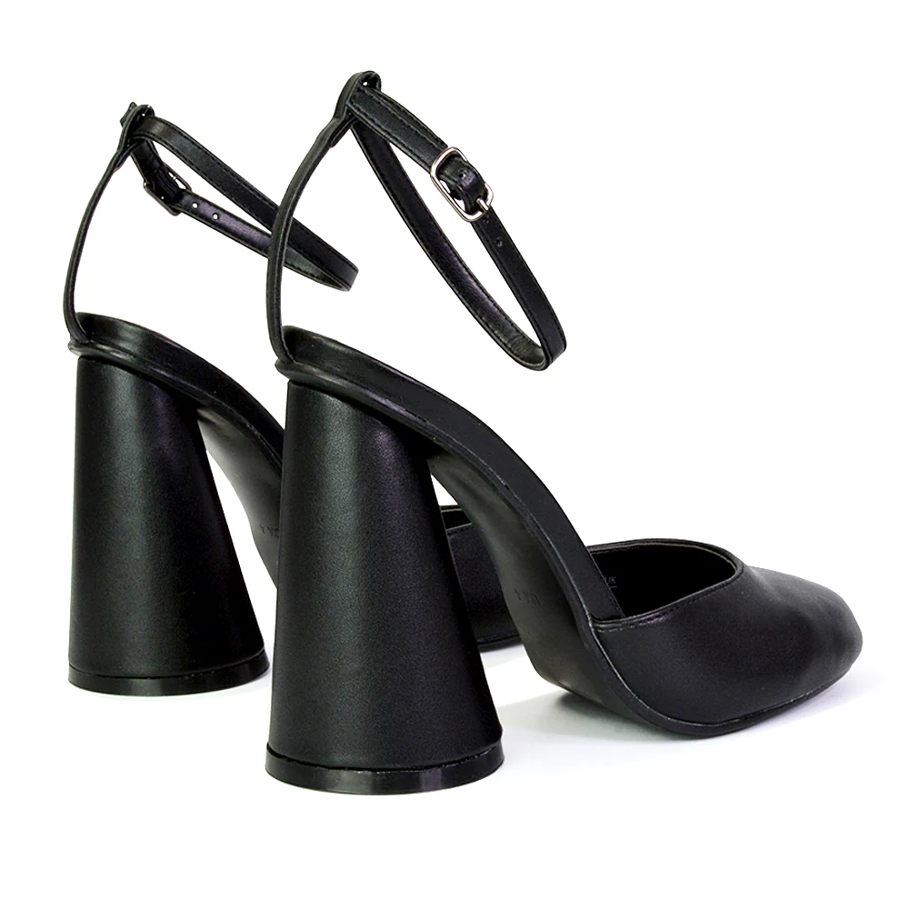 Ekin Ankle Strap Closed Toe Statement Cylinder Block Heel In Pink - Image 152