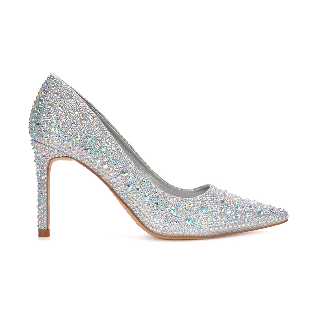 Elle Sparkly Prom Stiletto High Heel Bridal Court Shoes in Gold - Image 12